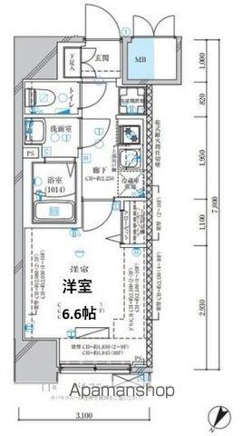 ディアレイシャス名古屋中村公園Ⅱ(1K/6階)の間取り写真