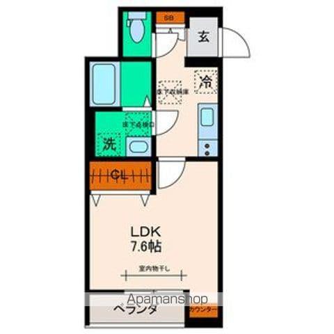 ベルリードU(1K/1階)の間取り写真