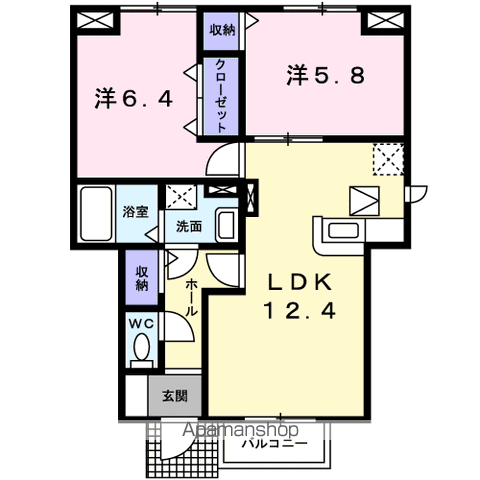 マリアージュ・ドゥ(2LDK/1階)の間取り写真