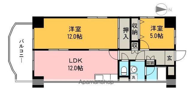 シャトレ片町(2LDK/4階)の間取り写真