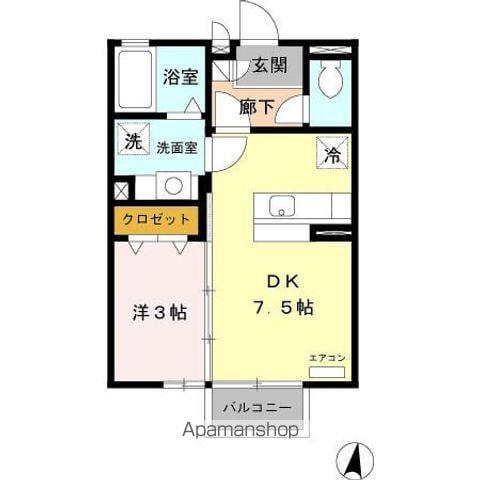 セジュール桐原(1DK/2階)の間取り写真