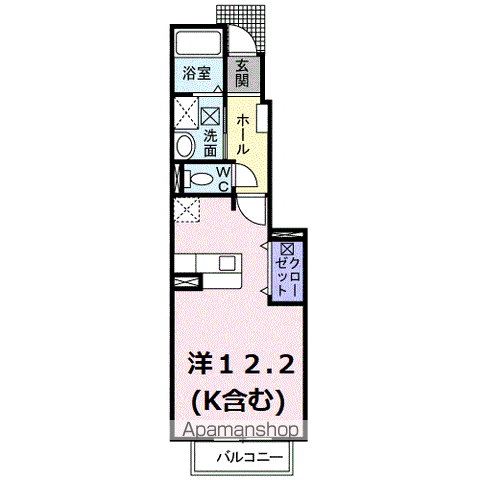 オンリーワン(1K/1階)の間取り写真