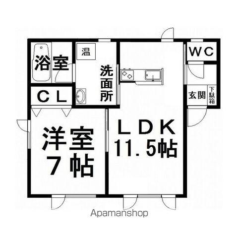 オアシスC(1LDK/2階)の間取り写真