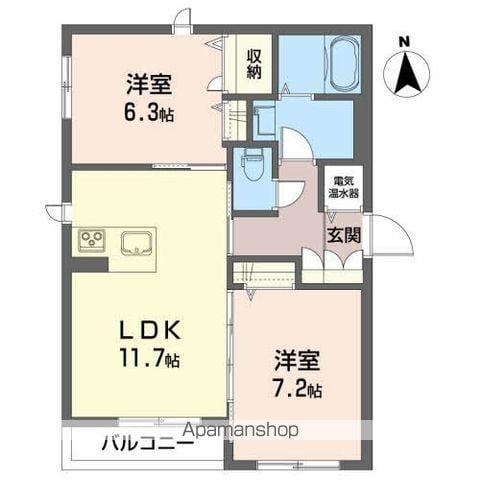プロヌーブ不来方Ⅱ(2LDK/1階)の間取り写真