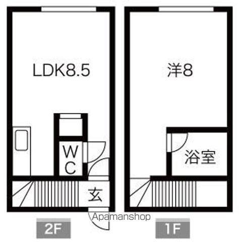 フレンドパーク(1DK/2階)の間取り写真