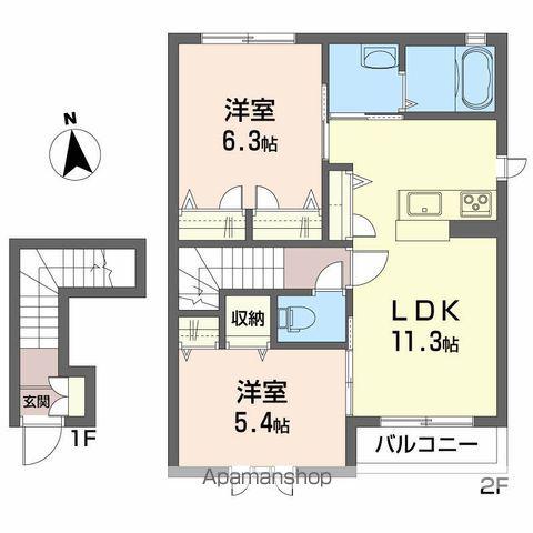 シャーメゾン ルフレ(2LDK/2階)の間取り写真