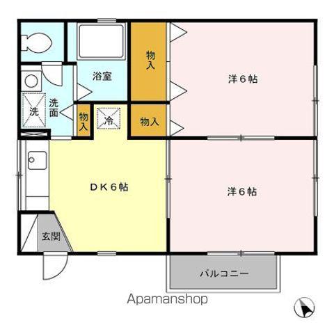 サニーハウスC(2DK/2階)の間取り写真