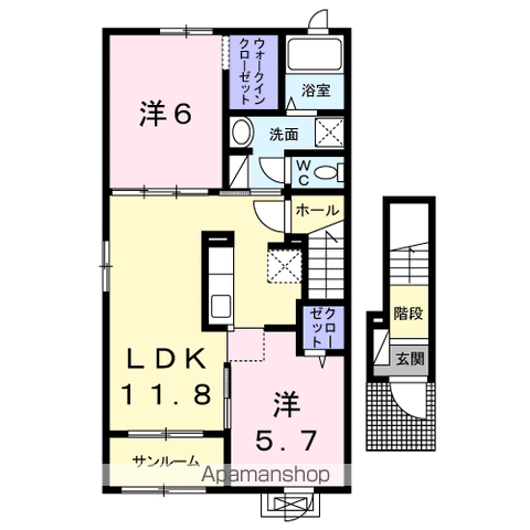 セイバリー.E Ⅲ(2LDK/2階)の間取り写真