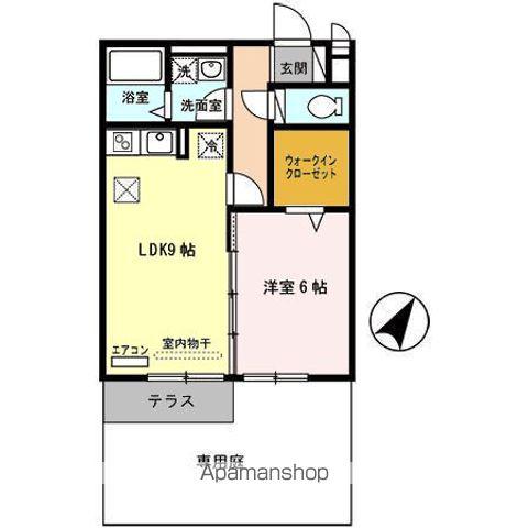 レセンテ出町C棟(1LDK/1階)の間取り写真