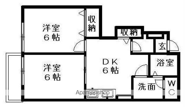パルフォレストA(2DK/1階)の間取り写真