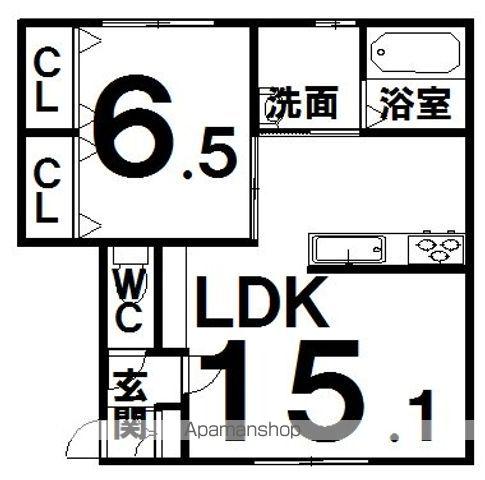イリスⅠW(1LDK/1階)の間取り写真