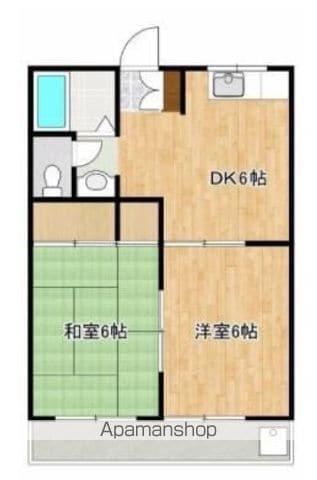 ルミエール一吉Ⅱ(2DK/2階)の間取り写真