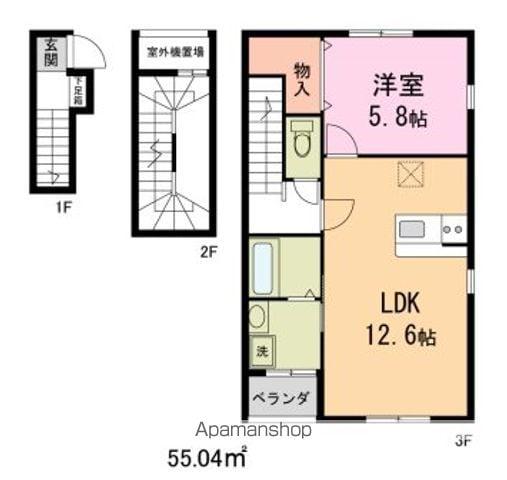 FERIO万代(1LDK/3階)の間取り写真