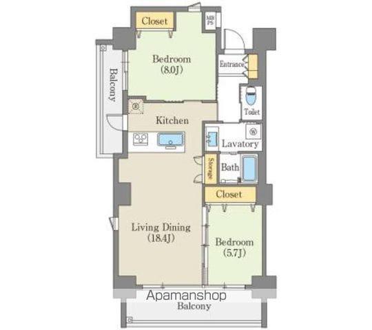 白壁リンクス(2LDK/2階)の間取り写真