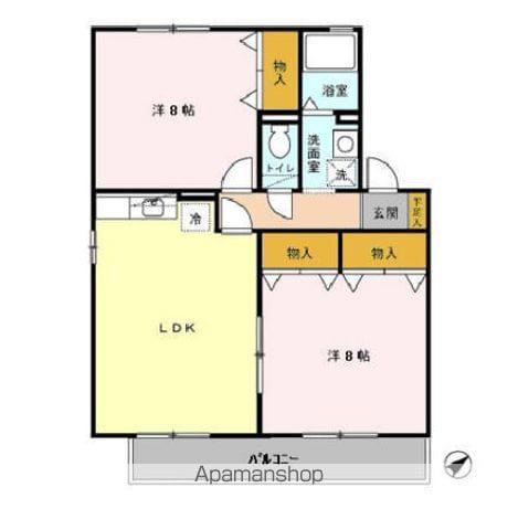 グリーンウェーブⅠ(2LDK/1階)の間取り写真