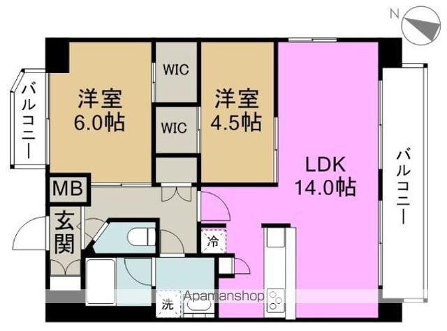 スプランディッド3(2LDK/10階)の間取り写真