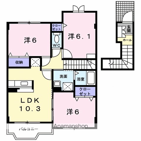 ポート・レーゼ C(3LDK/2階)の間取り写真