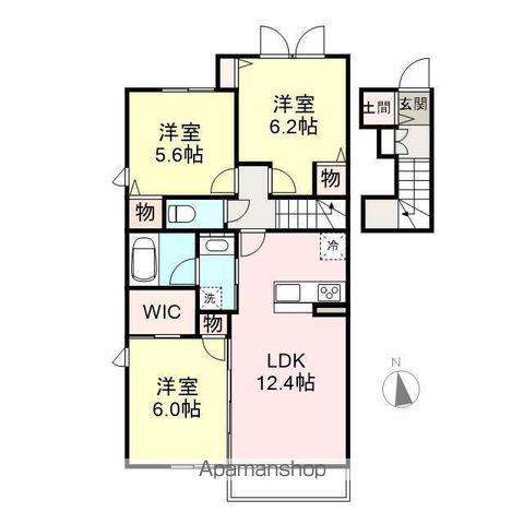 ラピス西中央Ⅰ(3LDK/2階)の間取り写真