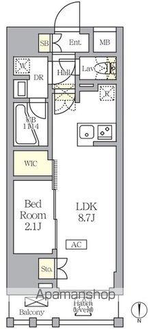 アジールコート王子(1LDK/4階)の間取り写真