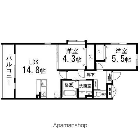 AL SOL泉中央(2LDK/2階)の間取り写真