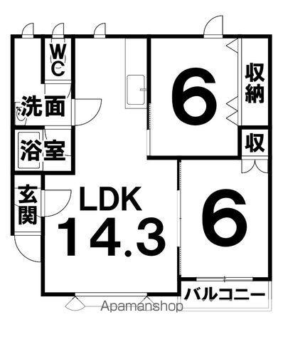 コーポワールド(2LDK/2階)の間取り写真