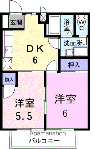 ブルーハイツⅠ(2DK/2階)の間取り写真