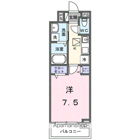 ヒカルサ久喜東(1K/1階)の間取り写真