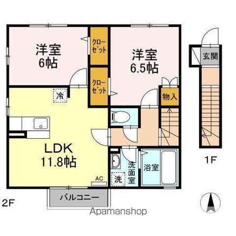 カスターノ A棟(2LDK/2階)の間取り写真