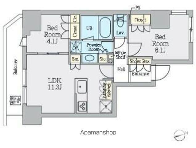 クレストコート上野(2LDK/5階)の間取り写真