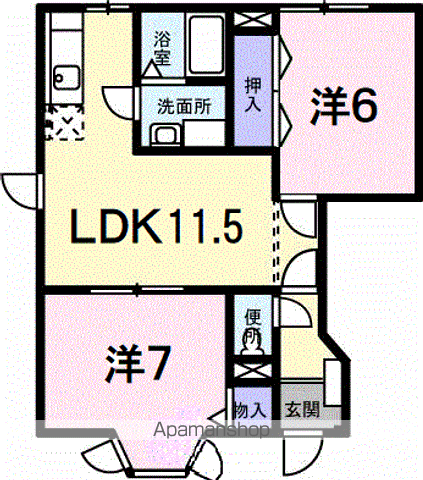 クレストールかたやま(2LDK/1階)の間取り写真