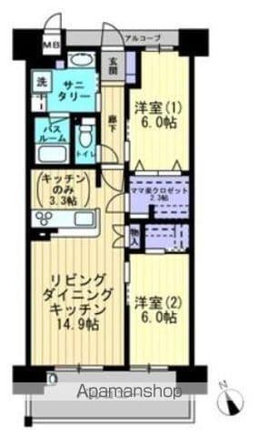 アルファパーク高松(2LDK/6階)の間取り写真