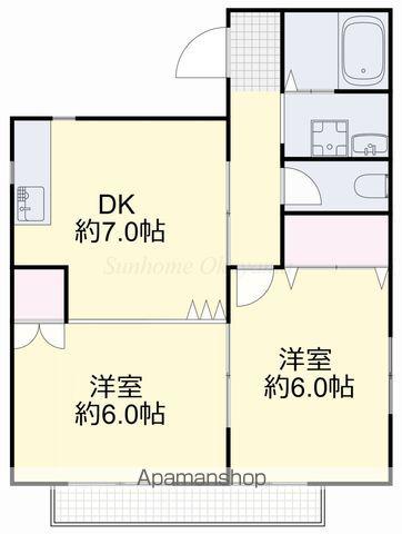 メゾンエスポアールC(2DK/2階)の間取り写真