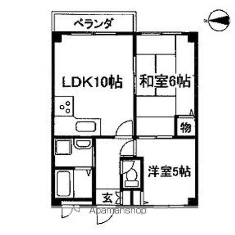 ハイツゆめさき(2LDK/3階)の間取り写真