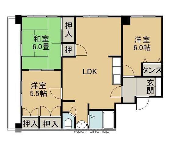ゴールデンハイツふきあげ(3LDK/6階)の間取り写真