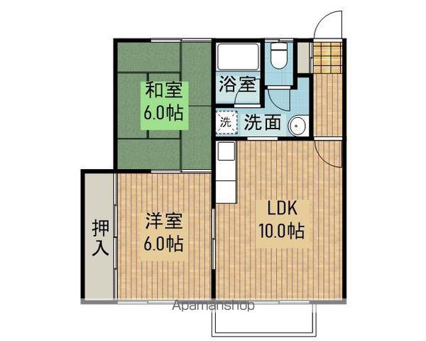 グリーンコーポ(2LDK/2階)の間取り写真