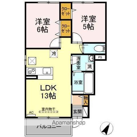 クローリス善通寺(2LDK/1階)の間取り写真