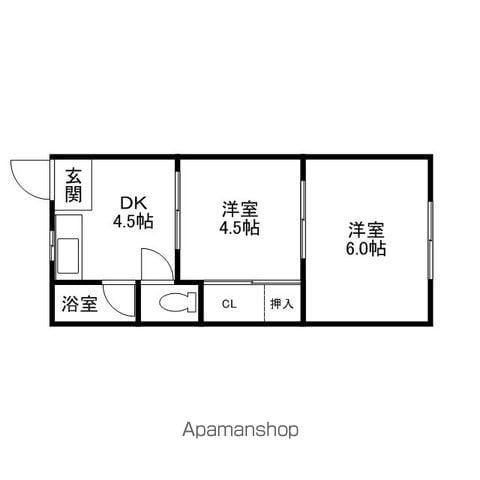 第一カナヤハイツ(2DK/1階)の間取り写真