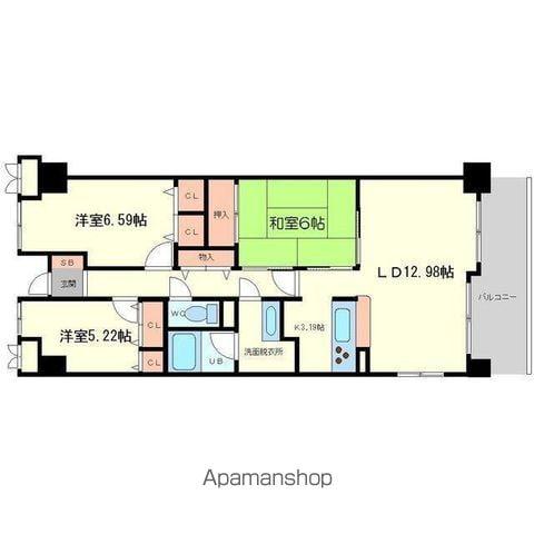 フロンティアタワー難波イースト(3LDK/13階)の間取り写真