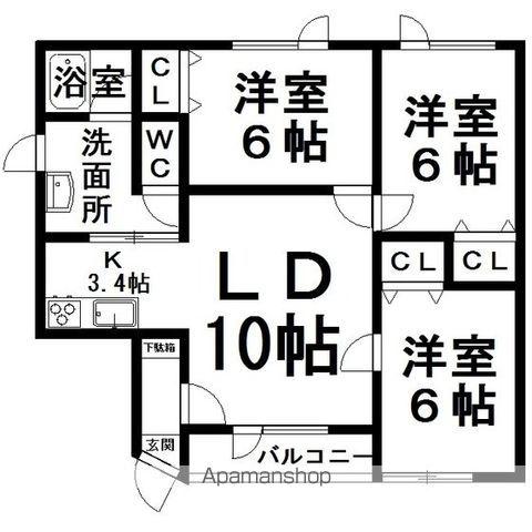 みやまSKYハイツ(3LDK/2階)の間取り写真
