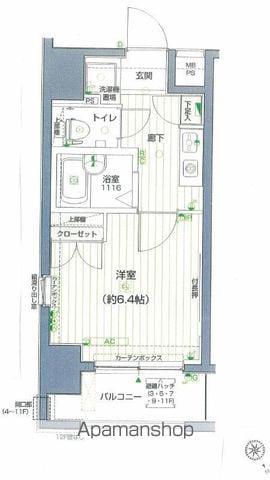 メインステージ門前仲町(1K/10階)の間取り写真