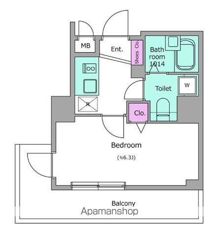 レジディア広尾2(1K/6階)の間取り写真