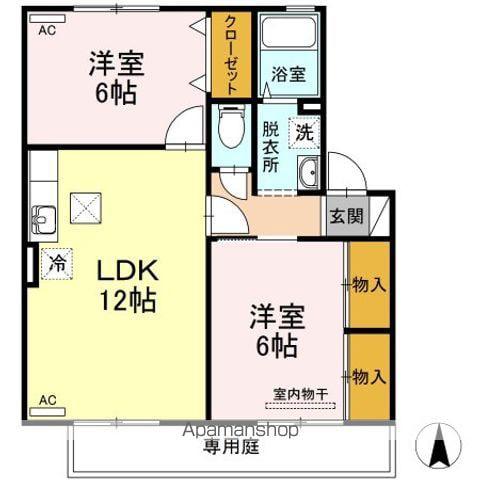 エトワール(2LDK/1階)の間取り写真