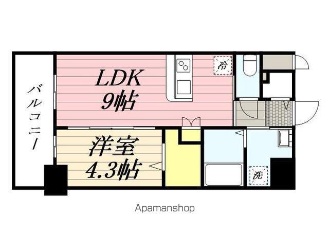 リレア山王(1LDK/2階)の間取り写真