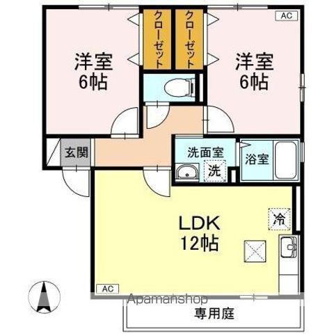 セジュール郷(2LDK/1階)の間取り写真