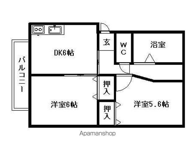 サンシャインパインウェル(2DK/2階)の間取り写真