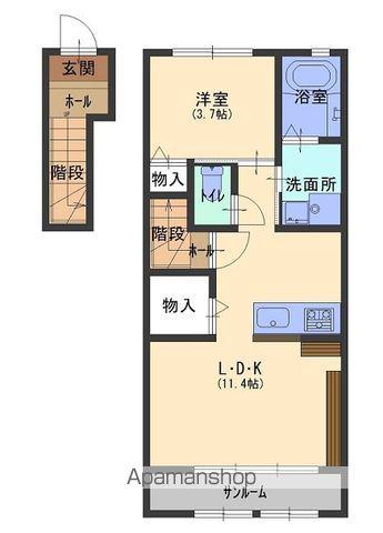 ドルチェ A棟(1LDK/2階)の間取り写真