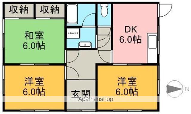 愛媛県新居浜市 1階建 築51年(3DK)の間取り写真