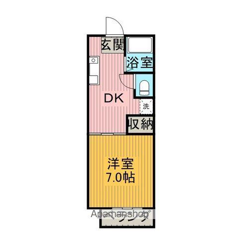 スリーS(1K/2階)の間取り写真