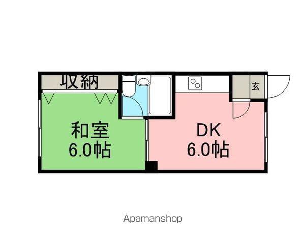第2H・Sビル(1DK/2階)の間取り写真