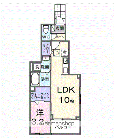 ピースフルⅢ(1LDK/1階)の間取り写真